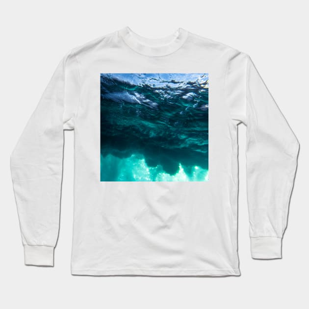 Blue Ocean Waves Long Sleeve T-Shirt by JDP Designs